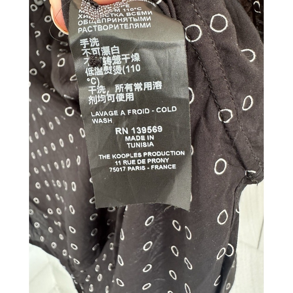 The Kooples Paris Women's Black Relaxed Button-Up Shirt Small‎ Circle Print - Picture 5 of 7